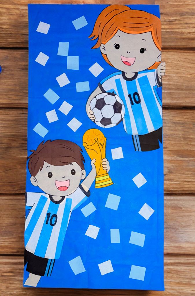 Telón escenográfico para actos escolares – Modelo fútbol