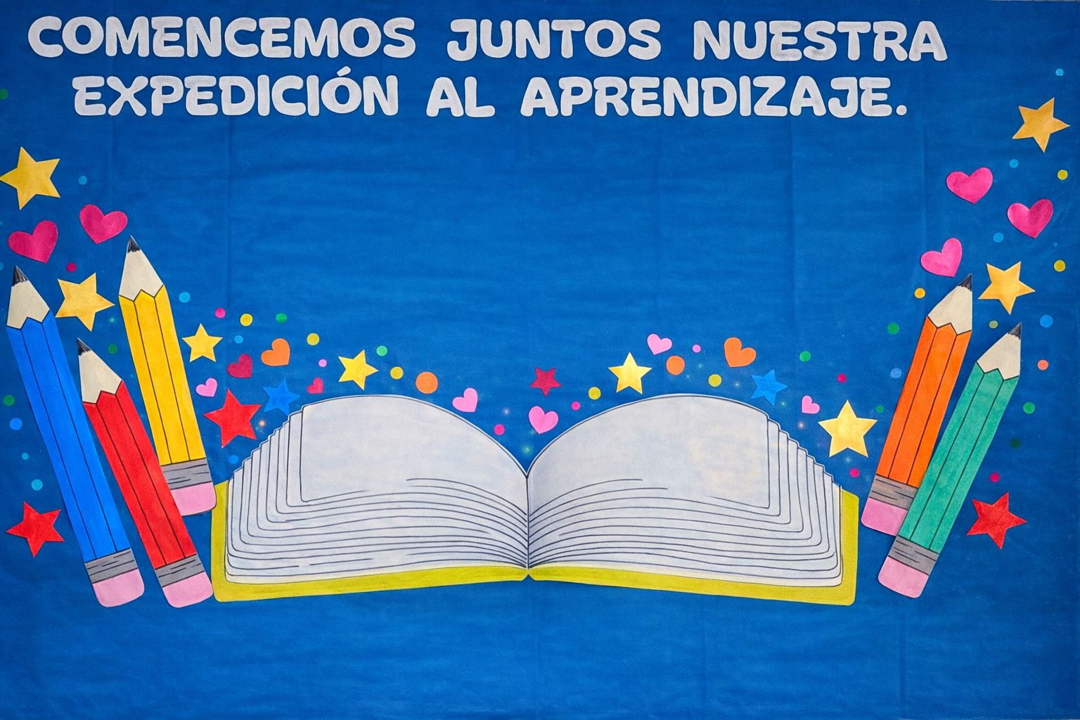 Telón escenográfico escolar – Comencemos juntos nuestra expedición al aprendizaje